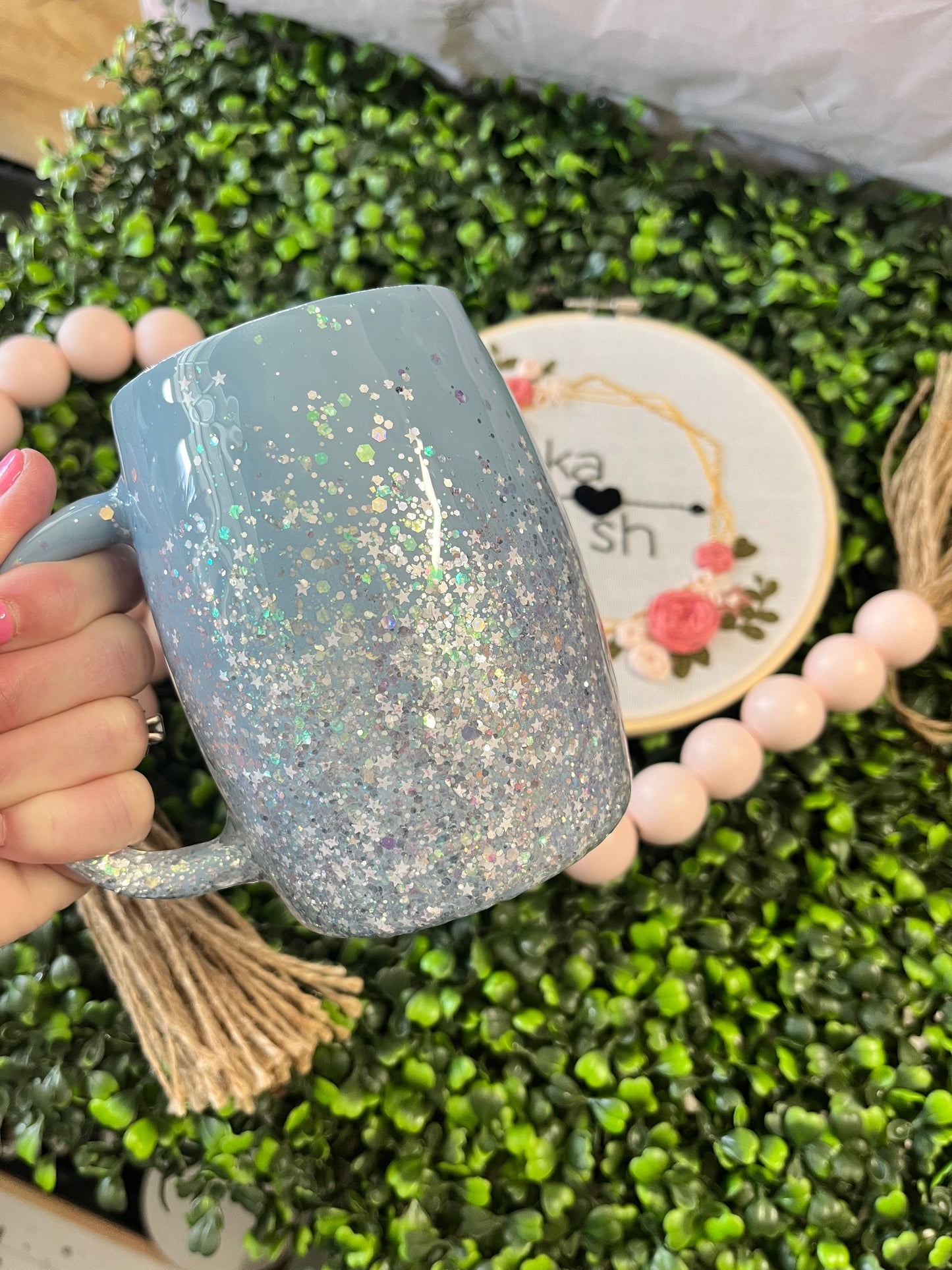 Blue Glitter Mug